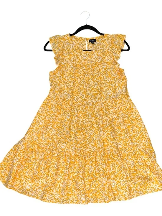 J. Crew Linen Blend Floral Marigold Printed Tiered Sundress Size 00 - Picture 2 of 8